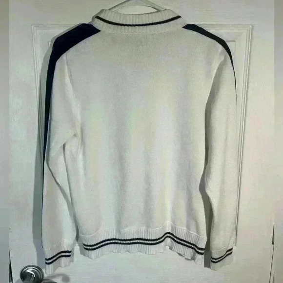 Polo Jeans Company Ralph Lauren Ladies Tennis Sweater. White/Navy. Size Large. - Picture 6 of 8
